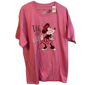 Disney Parks  Pink Graphic Print Talk To The Hand Minnie Mouse T Shirt Sz L